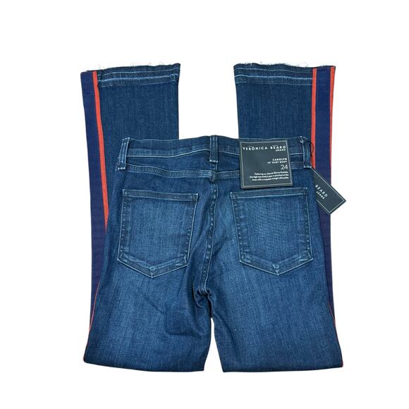 Veronica Beard Carolyn 10" Baby Boot High Rise Stripe Jean 24 - Picture 4 of 5